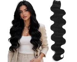 SassyGoods Faisceau de Cheveux Synthétiques – Lisse Raide – 1B Noir Naturel – Extensions de Tissage – Extensions de Cheveux Longs – 26 pouces / 65 cm