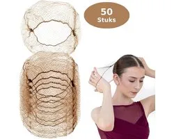 PigMig Filet à Chignon brun - Lot de 50 Filets Cheveux Invisibles - Pour Ballet et Équitation - 55 cm Nylon