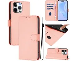 Mobigear Telefoonhoesje geschikt voor Apple iPhone 16 Pro Max Hoesje | Mobigear Urban Wallet Bookcase Portemonnee | Pasjeshouder voor 3 Pasjes | Telefoonhoesje voor Pinpas / OV Kaart / Rijbewijs - Roze