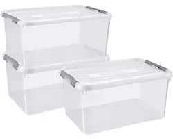 Curver Handy+ Opbergbox - 50L - 3 stuks - Transparant met deksel