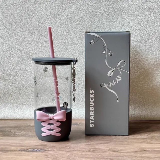 Starbucks 2026 Summer Punk Ballet Series 21oz Pink Bow Glass Straw Cup ！new