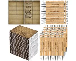 50 Set Book Lover Gifts Library Card Notebook with Lovers Ballpoint Pens Bulk Due Date Notepad bookkeeper Gifts for Book Fans Readers Writers Book Club Employee Appreciation Office Gifts