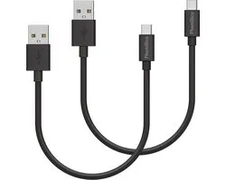 2x USB C naar USB A Kabel Zwart - 0,2 meter - Oplaadkabel voor Xiaomi Poco M7 Pro 5G / Poco F7 Ultra 5G / Poco F7 Pro 5G / Poco F6 Pro 5G / Poco F6 5G / C75 / C65 / X7 Pro 5G