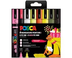 Uni Posca PC5M Markers Set 8 Stuk Bloemen Kleuren