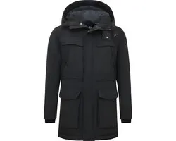 Lange Heren Parka Jas met Capuchon - 891- Zwart