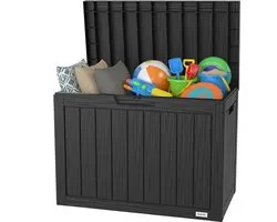LifeGoods Opbergbox - 170L - Kussenbox - Waterdicht - Tuinkussenbox - Roestvrij - Tuinbox - 78x43.5x55.5 cm - Zwart