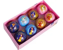 60 mm kerstballen box Disney Official. Belle en het Beest