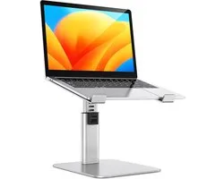 8-Height-Adjustable Aluminum Laptop Stand Ergonomic Ventilated Laptop Stand for MacBook Air Pro Lenovo Dell Notebooks - Silver