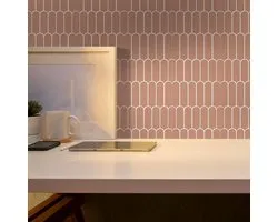 Alwayspon Tile Sticker, 20 Pieces x 15 cm Pink Self Adhesive for Transfer Tiles in Bathroom, Kitchen, Splash, Peel and Stick Vinyl Floor Wall