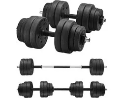 SONGMICS Halterset,verstelbare kunststof dumbbell set, met aansluitende stalen buis, halters, dumbbell set, 30 kg, workout fitness training, 1 paar - SYL30HBK