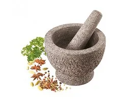 axentia Granite mortar in granite colours, mortar with pestle, herb mortar in heavy design, dimensions: approx. 15 x 15 x 11 cm
