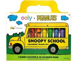 Kit de coloriage École OOLY x Peanuts Snoopy - Comprend 9 Crayons de couleur Jumbo , Perfect pour les petites mains - Livre de coloriage Peanuts de 48 pages mettant en vedette Snoopy et ses amis - Convient aux enfants de 3 ans et plus