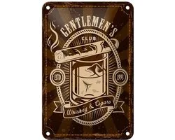 Blechschild Spruch Gentlemen`s Club Whiskey & Cigars 12x18cm Schild