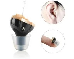 Premium Digital Hearing Amplifier - Right Ear Invisible in Canal (CIC) in-Ear Mini Sound Enhancer Set, Near-Invisible, Noise Cancelling, Personal Sound Hearing Amplifier - Black