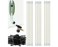 Chimney Sweep Brush Set, Dryer Ventilation Cleaning, Electric Drill Drive Nylon Brush, 41cm Flexible Rods, Clean Tools for Wood Stove Channel Fireplaces (15 rod)