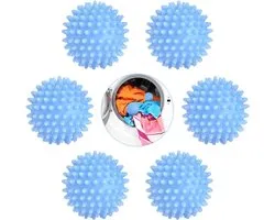 Washing Machine Dryer Ball - 6 Pack Reusable Laundry Balls - Tumble Dryer Clean Soften Clothes - Time Saving Cleaning Accessories - Blue