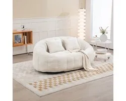 Pugsdrly Pouf Canapé Lazy Sofa Confortable et Durable Fauteuil Pouf avec Dossier Haut pour Adultes et Enfants, Intérieur et Extérieur, Fauteuil Lounge Doux (Chenille Beige)