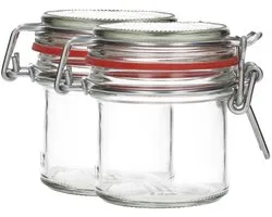 2x Verres Weckjar 125 ml - Rond & Transparent - Bocaux de conservation, Mason Jar, Bocaux à conserves avec couvercle, Pots à confiture - Rechargeable - Glas - 2 Bocaux