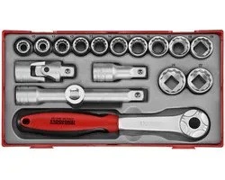 Coffret de douilles TT1 plateau 1/2 10-24 mm 18 pièces 12 pans Teng Tools TT1218