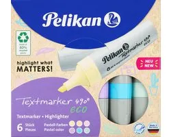 Pelikan Textmarker 490 surligneur écologique 6 pièce(s) Pointe biseautée Multicolore