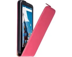 Étui à rabat en cuir rose pour Motorola Nexus 6