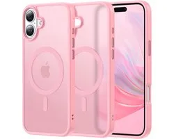 Coque adaptée pour : Apple iPhone 16 - Compatible avec MagSafe - Coque de protection mate - Coque arrière avec aimant - Adaptée au chargement sans fil avec Ring magnétique - Rose