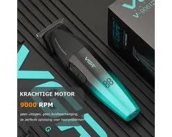 VGR V-906 Professionele Baardtrimmer & Hair Trimmer - 9000 RPM - Zero Gap DLC T-Blade - USB-C Oplaadbaar - LED Display - 240 Min Accu - Groen