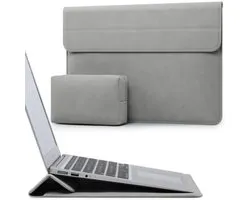 Housse pour ordinateur portable 15-16 pouces avec support pour MacBook Pro 16 M5/M4/M3/M2/M1 Pro/Max 2026-2019, XPS 15, MacBook Pro 15 2015-2012, Samsung Galaxy Book Pro/Flex 15, Gris clair