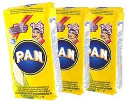 PAN Wit Fijn Maïsmeel Voorgekookt – Harina de Maíz Blanco Precocida | 3er Pack (3 x 1kg) | Authentiek uit Venezuela & Colombia | Ideaal voor Arepas, Empanadas, Tamales | Met Kajal Sticker (gele verpakking)