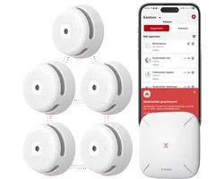 X-Sense Link+ Pro Slimme Rookmelder bundel - 5 XS01-M Rookmelders en SBS50 Base Station - Werkt via app - WiFi gateway - Draadloos RF koppelbaar - Brandalarm - Smart home