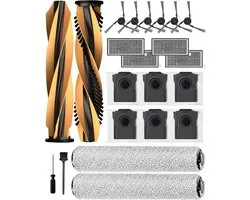 Accessoiresets voor Mova Z60 Ultra Roller Complete/Standalone robotstofzuiger: 2 hoofdborstel, 2 rolwissers, 6 zijborstel, 4 HEPA-filters, 6 stofzakken, 1 borstel, 1 schroevendraaier