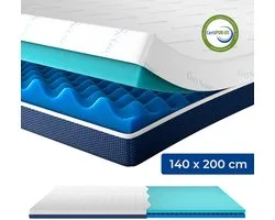 CozySense® DualFeel Topper Matras 140x200 - Topmatras - Topdekmatras - Met Koele & Warme Kant - CertiPUR® - Stevige Hardheid - 7.5 cm - Wasbare Hoes