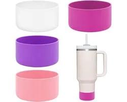 Set van 4 siliconen beschermhoezen voor Stanley Cup accessoires - Quencher Adventure 100 oz, IceFlow 60oz/30oz, Hydro Flask 30 oz/20oz (roze serie)