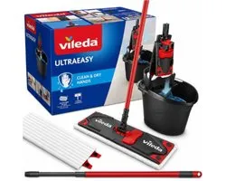 Kit de serpillère en microfibre Vileda UltraEasy – Balai à franges avec seau et essoreur 2 en 1