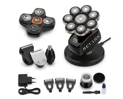 Revahs Hoofd Scheerapparaat Mannen 7-in-1 + Magnetische Extra Scheerkop - Elektrische Head Shaver met 7 en 5 Koppen - Neustrimmer - Gezichtsreiniger - Trimmer