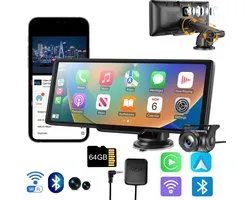 ESSGOO Carplay Scherm PRO - Geschikt voor Apple & Android - 10,26 Inch - GPS-navigatie - Ingebouwde Dashcam 4K - Touchscreen - Universeel - Multimedia Autoradio - Bluetooth/FM/AUX/32G TF-kaart