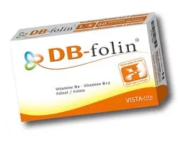 Vista Db-folin Comprimés à croquer – Vitamine D3, B12 & Acide folique (Folate) – Pour les 50 ans et plus & Immunité – Absorption directe – 60 Comprimés