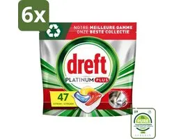 Dreft Platinum Plus - All In One - Vaatwascapsules - Anti-Matt Technologie - Citroen - 47 Afwasbeurten - Voordeelverpakking - 6 stuks - Vaatwascapsules - Vaatwasser capsules