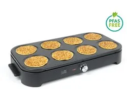Crêpière FRITEL PM 2260 - Pancake Party - 1500 W - 8 crêpes de 15 cm - 1 à 8 personnes + 8 Spatules et 1 louche - Sans PFAS