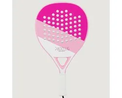 Padelrackets Padellig PINK DELIGHT - 3K full carbon padelracket - teardrop/druppelvormig racket - beginners/gevorderd - met tas