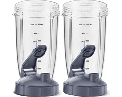 Accessoire pour mixeur - Lot de 4 - Gobelets de rechange pour mixeur Nutribullet - 2 gobelets de 32 oz avec 2 couvercles à Go- Accessoires blenders , compatibles avec les Blenders Nutri Bullet 600w/900w - Joint en caoutchouc Extra