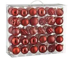 Mica Decorations Kerstballen Set - 60 Stuks - Ø7 cm - Onbreekbaar - Rood