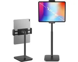 In hoogte verstelbare nekbesparende iPad-houder | 360 graden draaibare standaard voor Surface Pro en tablet | Compatibel met iPad Pro 12.9 en iPhone 13 | Telefoontablet 4.7 inch - 13 inch - zwart