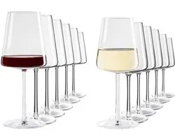 Stölzle Lausitz POWER Wijnglazen – Set van 12 | Rode 520 ml & Witte 400 ml Glazen