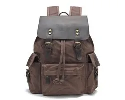 DE LAMASSU® Vintage Canvas Laptoptas 15 inch – Motor & Fiets Geschikt – Harde Achterkant – Messenger Bag – Canvas & Echt Leer – 40x28x10 cm