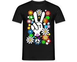 T-shirt Flower Power Peace Hippie Homme