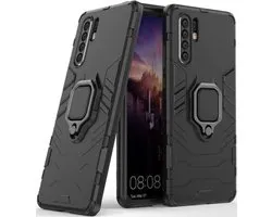 Luxe Extreem Stevige Armor Hoesje voor Huawei P30 Pro - Shockproof Case - Cover Zwart - Magneet - Magnetisch voor autohouder - met Ring Kickstand