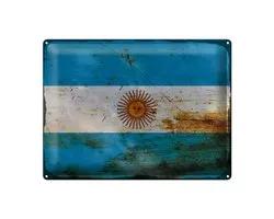 Blechschild Flagge Argentinien 40x30cm Flag Argentina Rost