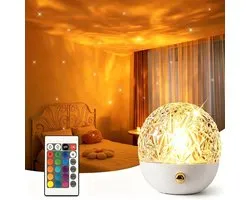 Projector - Nachtlampje - Mood Lighting 3-in-1 Projector - Sunset & Ocean & Northern Lights - Met Afstandsbediening - 1800 mAh - Wit
