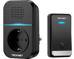 Tecknet sans fil Tecknet avec 1 récepteur avec prise | Émetteur durable sans piles | Noir